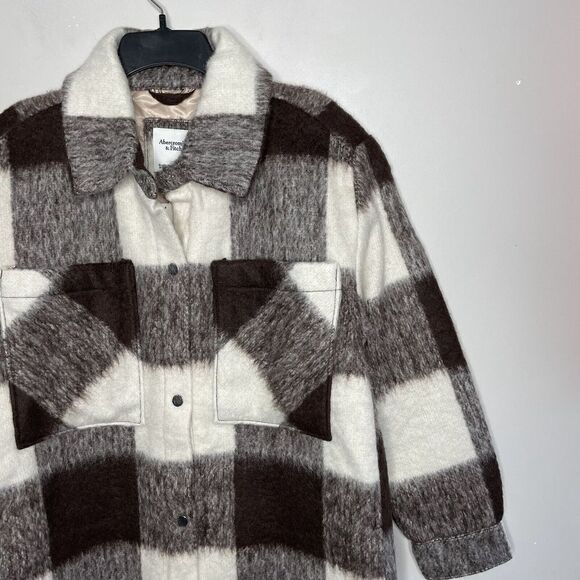 ABERCROMBIE & FITCH Womens Winterized Wool-Blend Shirt Jacket NEW $180 Brown M - Picture 3 of 16